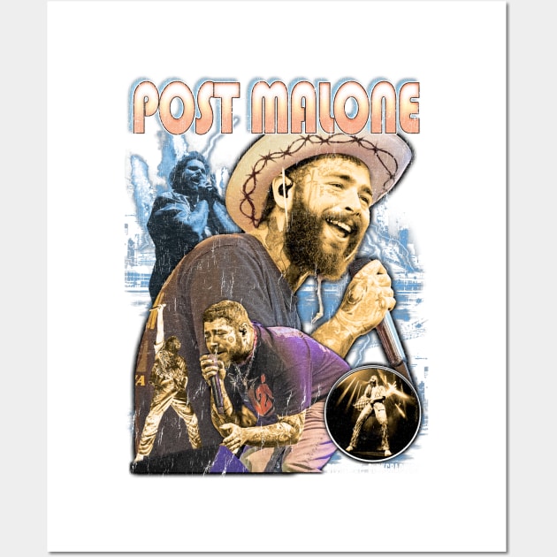 Post malone vintage bootleg graphic full color Wall Art by BVNKGRAPHICS